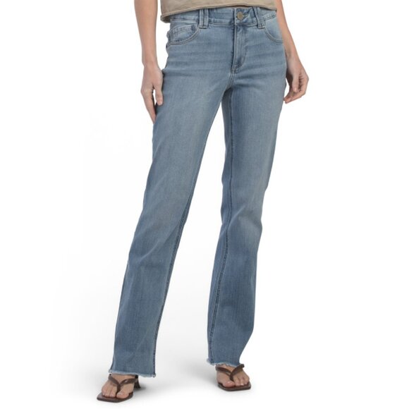 DEMOCRACY light blue Ab Tech Frayed Hem High Rise Boot Jeans - Picture 1 of 2
